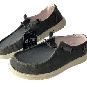 NEW Wendy Chambray Hey Dude Women Off-black Slip-On Loafers NWT